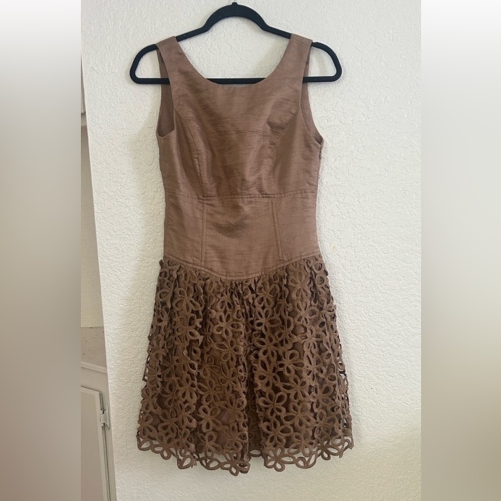 Robert Rodriguez Brown Cocktail Dress Small Fit and Flare Lace. No size tag.